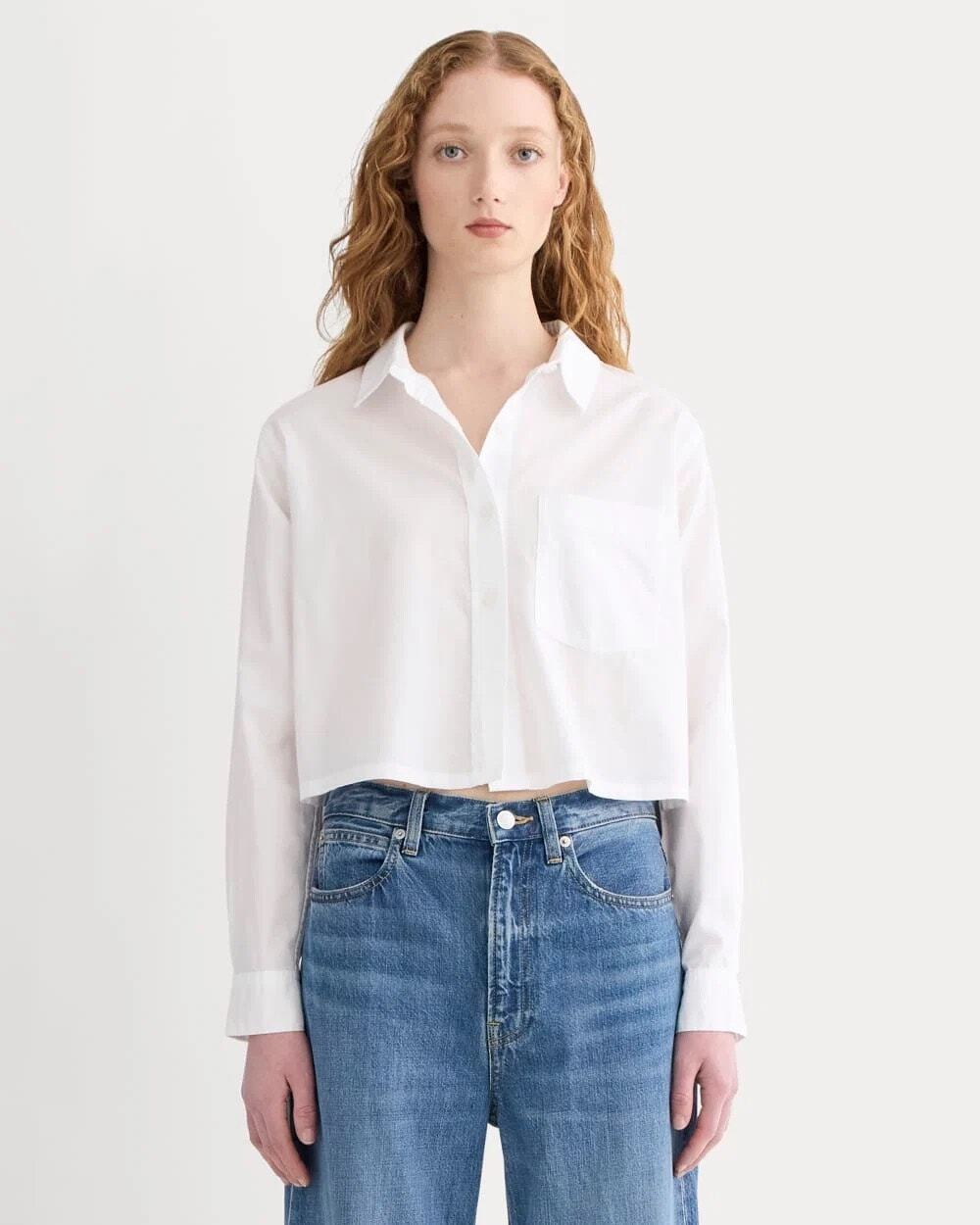 Everlane The Way Short Shirt Silky Cotton White Size Large